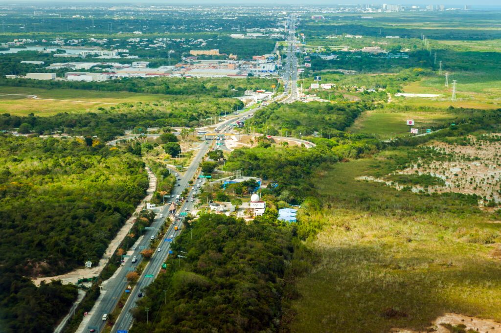 Blurred,Aerial,View,Of,The,East,Coast,Of,Yucatan,Peninsula,